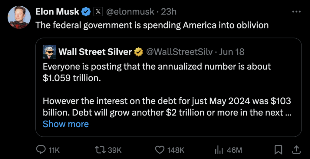 screenshot of Elon Musk tweet from Twitter